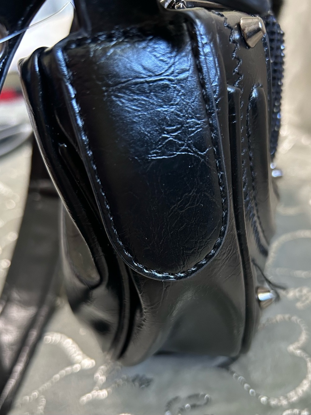 NWT Olivia Miller Black Studded Shoulder Bag with Sparkle - Picture 6 of 9